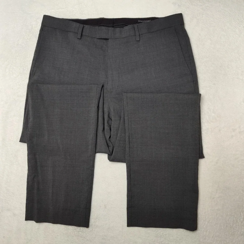 Banana‎ Republic Pants Mens 36x34 Gray Slim Wool Spandex Marzotto Dress Slacks
